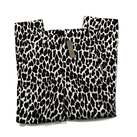 J Crew Remi Pants Womens 4 Leopard Print New Side Zip Pockets High Rise - Picture 3 of 11